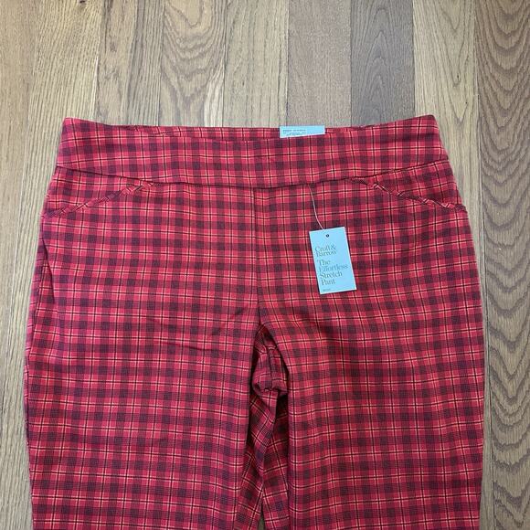 Croft & Barrow Womens Red Plaid Stretchable Pants Size 12 Petite NWT - Picture 2 of 7